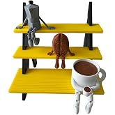 LINAHOBBY Kahve Dekoratif Biblo Seti, 3 Par&ccedil;a, Moka Pot, Kahve &Ccedil;ekirdeği ve Fincan, Masa&uuml;st&uuml; S&uuml;s