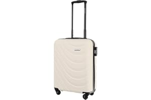BARRENS Walizka kabinowa | Bagaż kabinowy | 55x39x20cm | 34 L | Materiał ABS | Zamek szyfrowy | Walizka podróżna | Bagaż podręczny na 4 kółkach | Elastyczna rączka | Walizka twarda | Beżowa