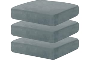 CHELZEN Housse de siège de canapé en Velours, Housse de siège élastique Haute, Housse de Protection pour Meubles, Fond élastique Doux antidérapant (1 siège*3, Bleu Gris)