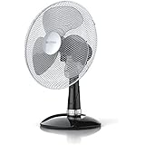 Brandson - Tischventilator 30cm / Windmaschine | Tisch Ventilator mit 3-Leistungsstufen | Leistungsaufnahme 40W | angenehmes Betriebsgeräusch | Neigungswinkel ca. 30° | Oszillation ca. 85° | schwarz / silber