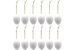 12 Pieces Plastic Eggs, Hilloly Easter Eggs Decorations, Easter Egg Painting Arts and Crafts Kit Plastic Easter Eggs Hanging Ornament White Easter Egg for Kids School Office Home Party Decoration