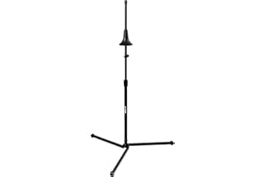 QUIK LOK - WI/993 SUPPORTO PER TROMBONE Stand Compatto per Trombone, con Campana Ammortizzata da Molla, Regolabile in Altezza da 70 a106 cm, Ampia Base Treppiede, Colore Nero