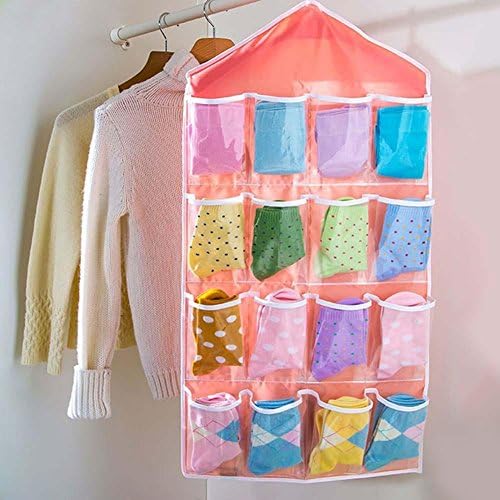 Cozer Multifunction Clear 16 Pockets Socks Shoe Toy Underwear Slippers Jewelry Sorting Storage Bag Door Wall Hanging Closet Organizer