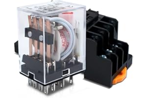 Innfeeltech 1 Pcs AC 220V relé electromagnético de potencia con, 14 Pin 5A Relé de bobina con base de calcetín HH54P