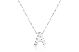Philip Jones Silver Plated Initial Necklaces A to Z Created with Zircondia® Crystals