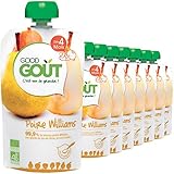 Good Goût - BIO - Gourde de Purée de Fruits Poire Williams dès 4 mois - 8 gourdes de 120 g