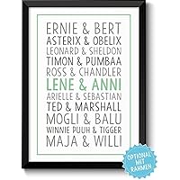 DU & ICH - Beste Freunde - Bild für Freunde Geschwister Paare – Rahmen optional – Geschenk Valentinstag Geburtstag Jahrestag Hochzeitstag Hochzeit