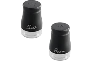 PTJJXA Zestaw solniczki i pieprzniczki ze stali nierdzewnej, do wielokrotnego napełniania, 120 ml, z przezroczystym szklanym spodem, solniczka, pieprzniczka, zestawy do kuchni, grilla, restauracji, kempingu,