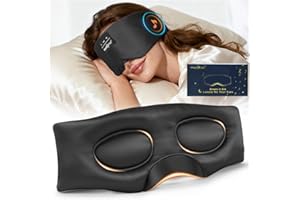 MUSICOZY Silk Sleep Mask Headphones,Pure Mulberry Silk 100% Blackout 3D Deep Eye Mask with Headphone,Ultra Soft&Comfortable Sleep Headphones Breathable Sleeping Mask with 14H Playtime&Bluetooth 5.4