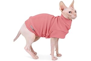 DOCIOTE Swetry dla małych psów, miękka kamizelka polarowa, bluza dla psa, szczeniaki, kocięta, zimowe ubrania, ciepła kurtka, płaszcz na zimną pogodę, odzież dla zwierząt domowych, ciepła koszulka dla sfinksa, bezwłosego kota, chihuahua, buldogów, czerwona, L