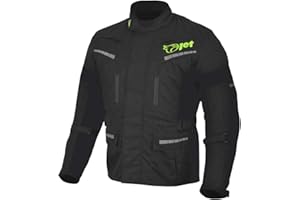 Jet Giacca Moto Uomo Impermeabile con Armatura Tessile Nero Fluro