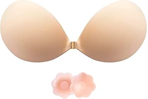 BTKVISEQAT Push up Bra Backless Bras for Women,Stick on Bra with 2 Nipple Pads,Reusable Strapless Bras Silicone Sticky Bra Strapless Push up Bra,Comfortable Invisible Adhesive Bra for All Backless Clothes