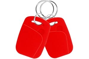 FTSTech 10pcs Porte-clés RFID Double Fréquence 125KHz et 13,56MHz 2-en-1 Porte-clés Composite UID Réinscriptible Utilisé pour Copier/Cloner des Clés/Cartes (Rouge)
