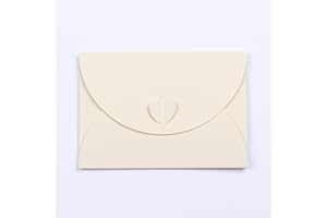 ‎PRESENT FILL PresentFill® Pack of 25 Mini Envelopes with Heart Closure Chamois Cream Beige Format 10 x 7 cm Small Envelopes Made from 100% Recycled Kraft Paper for Designing, Labelling or Printing
