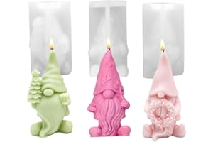 FOREVERUP 3 pezzi Stampi in silicone a forma di gnomo, Stampo per Candela di Babbo Natale, Stampo in Silicone 3D per Nano per Decorazione natalizia fai da te con candele aromaterapia
