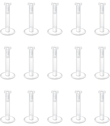 FDCGAS Piercings Studs - 20pcs Effacer Piercing Plastique UV Flexible Acrylique Labret Bague à Lèvres Tragus Helix Cartilage Boucle Stud Piercing Bijoux, Bague à Lèvres/Tragus/Helix Boucle D'oreille