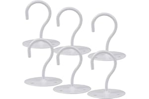 HZSOOCH 6Pcs Wall Mount Ceiling Hook, Metal Plant Bracket, Heavy Duty Hanging Hooks with Screws for Hanging Planters,Bird Feeders, Lanterns, Wind Chimes, Outdoor Decoration, White