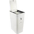 Alipis Slim Trash Can 10L Plastic Trash Can Garbage Can with Press Top Lid Modern Waste Basket Rubbish Bin Container for Home Office Bathroom White