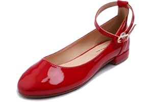 Feversole Women's Soft Breathable Mary Jane, Zapatos Planas Bailarinas con Correa de Punta Cerrada para Ballet Flat