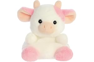 Aurora, 33765, Palm Pals Belle Strawberry Cow 5In, Soft Toy, White & Pink