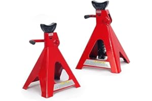 ClaShop Coppia Cavalletti da 6 Tonnellate per Auto Camper Moto Crick Solleva Auto Cavalletti di Sostegno per Officina Garage Portata 6 TON Regolabile da 370 a 610mm