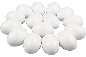 LARBER 15 Huevos de Madera Huevos Falsos Grandes para Manualidades de Pascua Huevos Huevos Simulados para para la Caza de Huevos de Pascua Artesanía de Bricolaje Gallinas (Blanca)