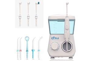 Water Powered Idropulsore Dentale SoWash, Idropulsore Orale con 8 Testine Multifunzioni tra cui 3 Test. Vortice, Serbatoio 600ml, 10 Regolazioni Pressione Getto, Compatto e Silenzioso, Bianco