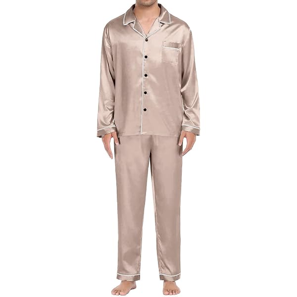 TeJoyce Pigiama Uomo In Raso Di Seta, Completo 2 Pezzi Con Camicia Manica Corta A Bottoni E Pantaloni Con Tasche, Elegante E Confortevole Per Notti Estive E Relax A Casa (Bordeaux, S - 11