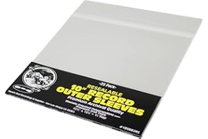 SQUARE DEAL RECORDINGS & SUPPLIES (25) 10" Resealable Record Outer Sleeves - Super Clear Premium 2 Mil Thick - Archival Quality BOPP - 10-3/4" x 10-3/8" + 1-1/2" Flap - 10SB02RS