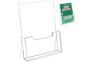 Ruioomeep Brochure Holder, Table Brochure Stand, A4 Stand, Flyer Stand, 2 Pieces Acrylic Table Stand for Counter, Restaurant, Reception, Office, Transparent