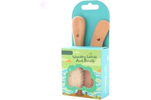 TAMUME Facile Presa Morbido Capelli Della Capra Spazzola per Capelli Bambino e Pettine Bambino Set, Spazzola di Legno Organico Massager, Legno Naturale Pettine Dei Capelli