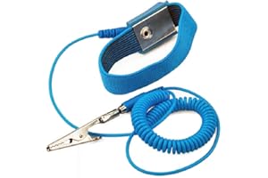 Aituo Anti-Static Metal Adjustable Wrist Strap Coated With Paint Grounding Wrist Band ESD Discharge - Prevents Build up of Static Electricity (Wired)