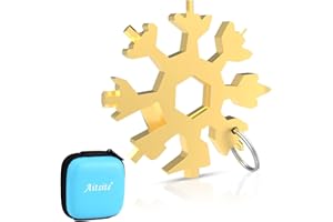 Aitsite Multi herramienta copo de nieve Tarjeta de la herramienta del copo de nieve Destornillador multi-herramienta de acero Llavero Abrebotellas Tarjeta (Amarillo)