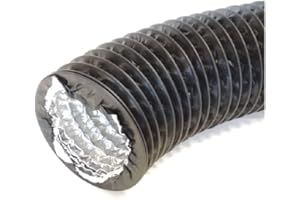 ABOUT VENT Ø 125mm Tuyau d'Evacuation Flexible en Aluminium/PVC - Tube de Ventilation pour Sèche-linge Extracteur Aérateur d'Air - 1m Noir Conduit d'air