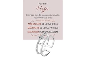 BRAMART Anillo Mujer de Plata Sterling 925 Anillo Inspirador y Alentador para Hijas para Mujeres Niñas Tamaño Ajustable Pulgar Ajustable Anillos Abrible