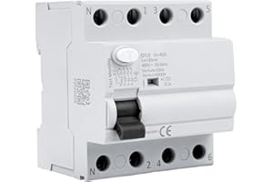 DEWINLVD Disjoncteur différentiel 40A 30ma Interrupteur différentiel 4P type A Disjoncteurs électriques AC 380V, Schützt persönliche Sicherheit und verhindert Geräteausfälle aufgrund von Kriechstrom.
