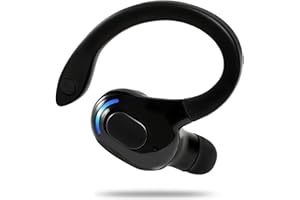 POELOISY Oreillette Bluetooth sans Fil V5.2 Mono avec Micro Réduction de Bruit, Écouteur Tour d’Oreille 360° Confortable, 20h Autonomie, Charge Rapide 1,5h, Kit Main Libre Compatible avec iPhone Android PC