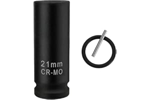 RJFUJP 21mm Impact Socket, Heavy-Duty CR-V Steel, 22mm Hex Inner Diameter, 35mm Socket Depth, Ideal for Scaffolding and Industrial Use