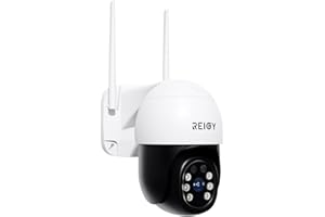 REIGY 5MP Telecamera PT WIFI Esterno 360 Gradi, Videocamera Sorveglianza Outdoor, Impermeabile Visione Notturna a Colori Allarme APP Compatibile con iOS/Android NVR