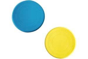 EQLEF Flying Disks Flying Disc Pas Glisser Silicone Souple Jouet Parent-Enfant Happy Time Sport extérieur 2 pièces 19 cm de diamètre Bleu, Jaune