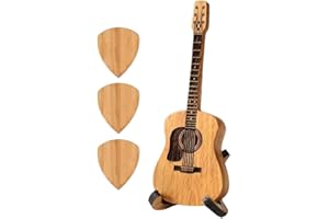 Detull Guitar Pick Case, Wooden Acoustic Guitar Pick Box, Guitar Pick Holder with 3 Guitar Picks, Guitar Picks Storage Container, Guitar Pick Rack for Guitar Players Lovers