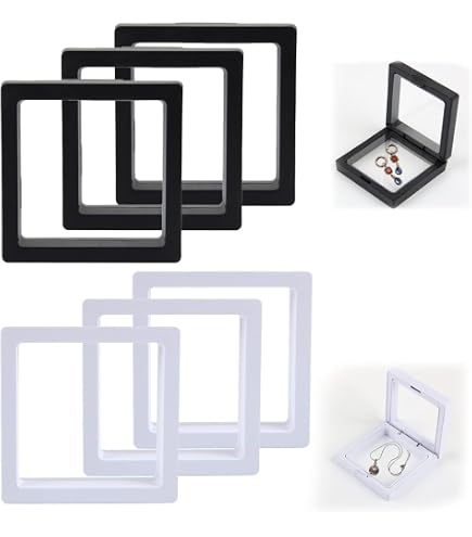 12 Stück Weiße 3D-Vitrinen Mit Schwebendem Effekt – Perfekt Für Münzen, Schmuck, Edelsteine & Andenken (7,1x7,1x2 Cm)