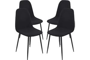 SearchI Stretch Dining Chair Covers,Set of 4 Removable Washable Scandinavian Chair Slipcovers Shell Side Armless Chair Covers for Kitchen, Dining, Bedroom,Living Room Side Chairs,Black