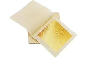 KIRIN Edible Gold Leaf Sheets, 10 Sheets 1.7'' x 1.7'' 24K Gold Leaf for Food, Drinks, Skin Care, Makeup, Art