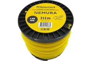 Nemura Fil Débroussailleuse Carré Ø: 1,60mm, L: 215m - Compatible avec d'autres Marques - Haute durabilité - Qualité Professionnelle - Marque Française