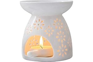 MAOUYWIEE Wax Melt Burner Wax burner Ceramic Oil Burners Assorted Wax Warmer Aromatherapy Holder Candle Scented Diffuser Home Bedroom Decor Flower Pattern