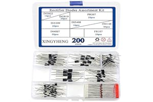 XINGYHENG BGTXINGI 200Pcs Rectifier Diodes Assortment Kit 8 Values 1N4148 1N4007 1N5819 1N5399 FR107 FR207 1N5408 1N5822