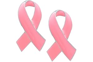 P Prettyia 2 Stück Brosche Brustkrebs-Bewusstsein Rosa Schleife Muster Thema Party Schmuck Unisex Anstecknadeln