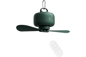 ‎JISULIFE JISULIFE 8000mAh Camping Ventilator Batteriebetrieben, USB Wiederaufladbar mit Fernbedienung, Abnehmbaren Ventilatorflügeln, Aufhängehaken, Timer, 4 Geschwindigkeiten für Outdoor Wohnheim-Grün