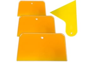 AYWFEY 4 Pack Body Filler Spreaders, 3, 4, 5, 6 Inch Reusable Automotive Body Fillers Hard Plastic Auto Spreaders for Applying Fillers, Putties, Glazes, Caulking Agents Car Body Maintenance and Paint, Orange